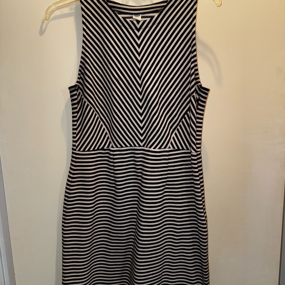 Old Navy Black and White Striped Mini Dress